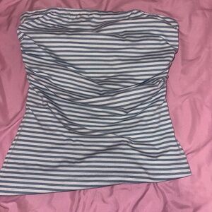 SHEIN Blue and White Striped Top